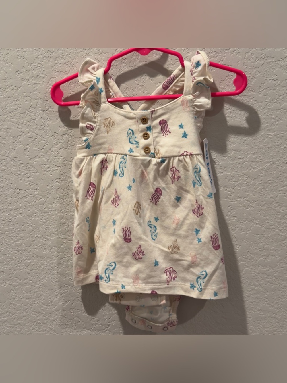 Carter's Cream Sea Life Ruffle Tank Dress